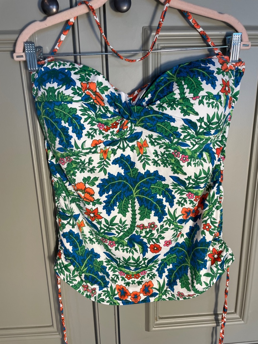 Tommy Bahama Tropical Floral Sweetheart Tankini Top with Flattering Ruched Sides